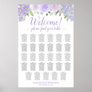 Póster Rosas Lavanda 29 Mesa Asiento Boda Boho