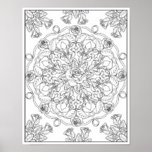 Rosas Mandala para Colorear Adultos