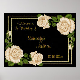 Póster Rosas marfil Bouquets Boda Chic Elegante Esquina