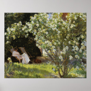 Póster Rosas. Marie Krøyer sentada en la tumbona