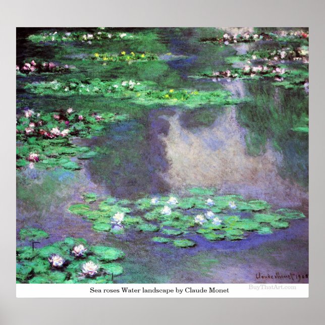 Póster Rosas marítimos Paisaje hídrico por Claude Monet (Frente)