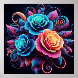 Póster Rosas Neon