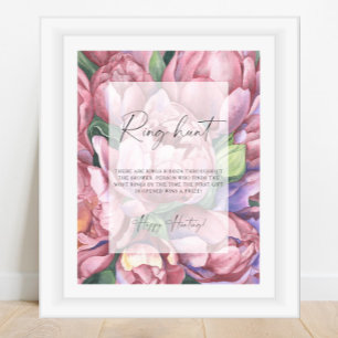 Póster Rosas peonía - Juego de búsqueda del anillo para d