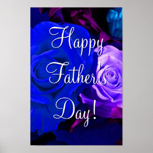 Póster Rosas púrpuras azules felices del día de padre