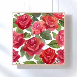 Póster Rosas Rojas | Acuarela de Rosa Floral Elegante