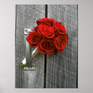 Póster Rosas Rojas Bouquet & Barnwood