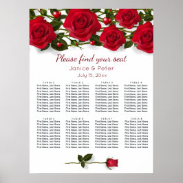 Póster Rosas rojas, corazones Boda 8 Tablas Tabla de asie