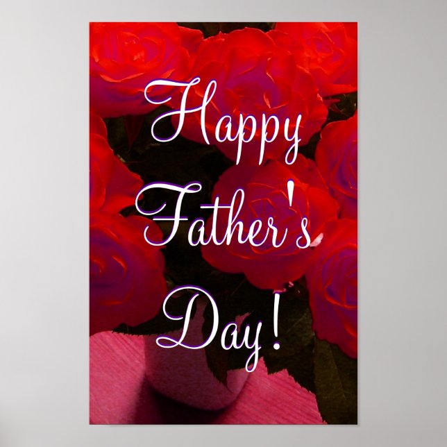 Póster Rosas rojas del Día del Padre Feliz (Frente)
