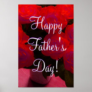 Póster Rosas rojas del Día del Padre Feliz