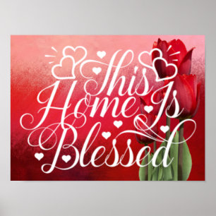 Póster Rosas Rojas - Este Hogar Es Bendito