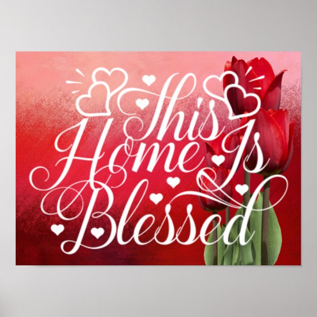 Póster Rosas Rojas - Este Hogar Es Bendito (Frente)
