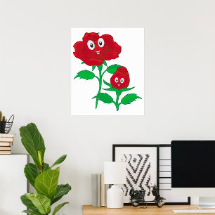 Póster Rosas rojas felices