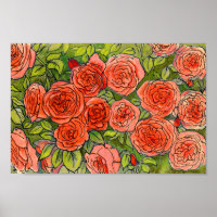Rosas rojas, hojas verdes Subió flores de verano e