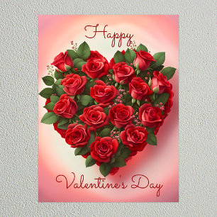 Póster Rosas Rojas Románticas Elegantes Corazón Día de Sa
