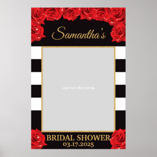 Póster Rosas rojas sonrosadas y accesorio de foto para du