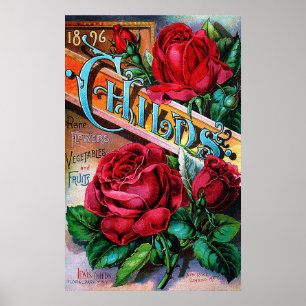 Póster Rosas rojas vintage