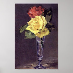 Póster Rosas románticos en una imagen de champán