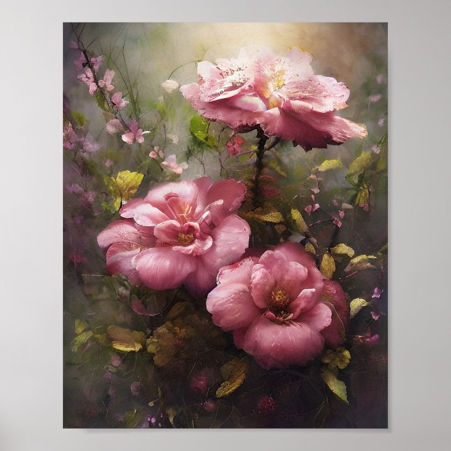 Póster Rosas rosa vintage (Frente)