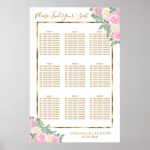 Póster Rosas rosa y blanco - 9 Asientos