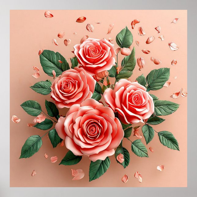 Póster Rosas rosadas (Frente)