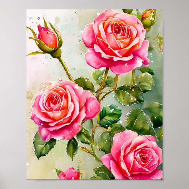 Póster Rosas rosadas (Frente)