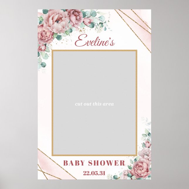 Póster Rosas rosadas boho dorado accesorio de fotografía  (Frente)