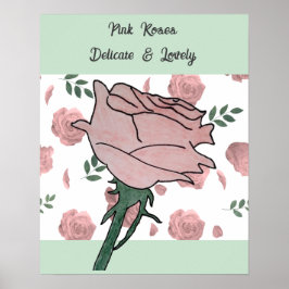 Póster Rosas rosadas: delicadas y encantadoras