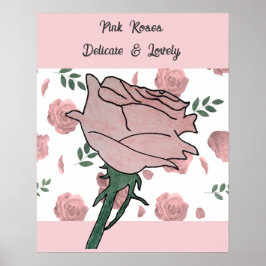 Póster Rosas rosadas: delicadas y encantadoras