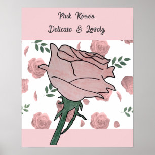 Póster Rosas rosadas: delicadas y encantadoras