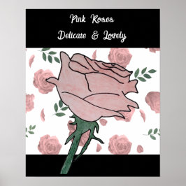 Póster Rosas rosadas: delicadas y encantadoras