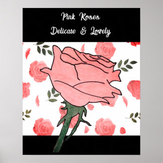 Póster Rosas rosadas: delicadas y encantadoras