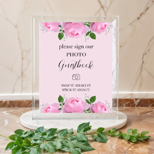 Póster Rosas rosadas fragantes, libro de firmas de fotos