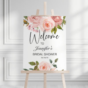 Póster Rosas rosadas sonrojadas, elegante ducha de novia 
