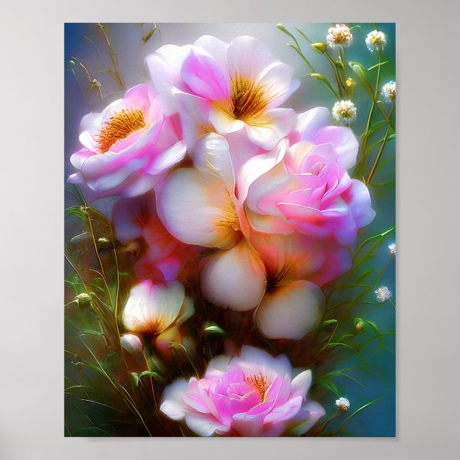 Póster Rosas rosadas vibrantes (Frente)