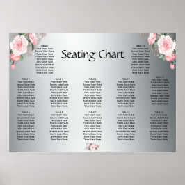 Póster Rosas rosadas y asientos de recepción de bodas pla