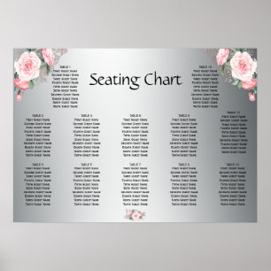 Póster Rosas rosadas y asientos de recepción de bodas pla