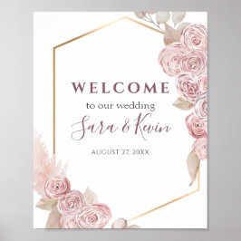 Póster Rosas rosas bohemias y la bienvenida Boda dorada