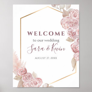 Póster Rosas rosas bohemias y la bienvenida Boda dorada