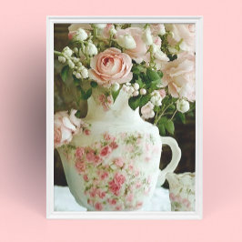 Póster Rosas rosas rosas bonitos en la vieja China vintag