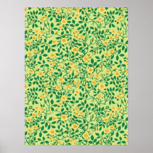 Póster Rosas silvestres en amarillo y verde