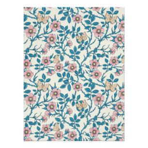 Póster Rosas silvestres y mariposas/rosa/azul/blanco apag