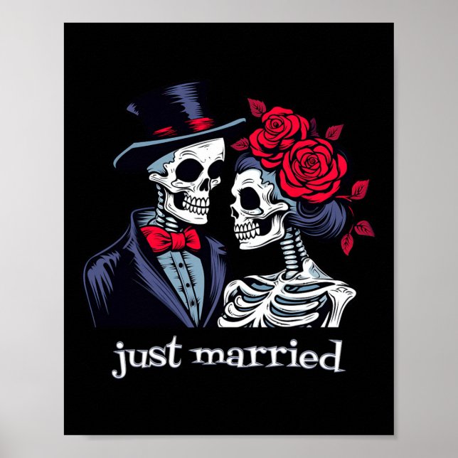 Póster Rosas Skeleton Bride Y Groom Skeleton Halloween (Frente)
