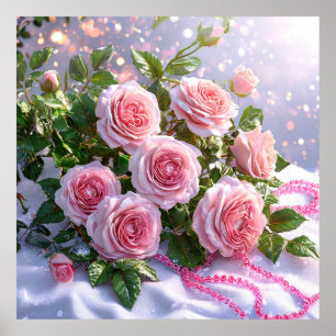 Póster Rosas suaves rosadas