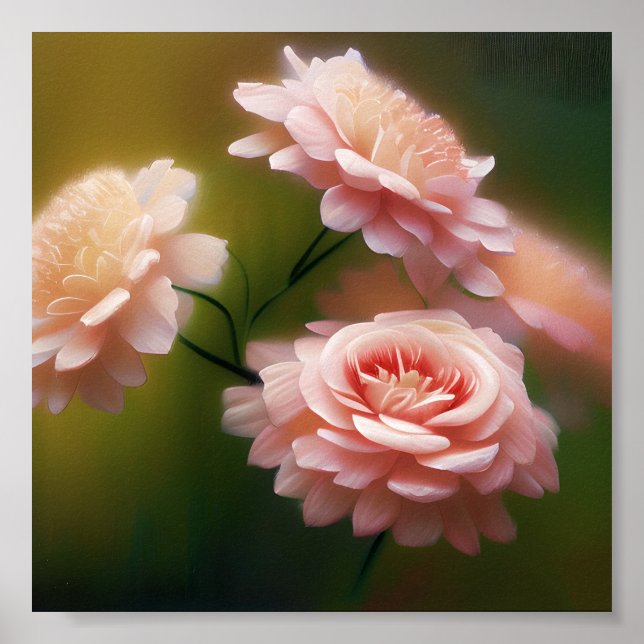 Póster Rosas suaves y rosadas claras (Frente)