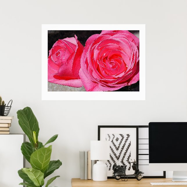 Póster Rosas Trepadoras Rosadas (Oficina en casa)