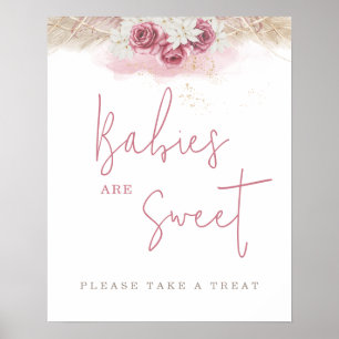 Póster Rosas Tropicales Boho Baby Shower Los Bebés Son Du