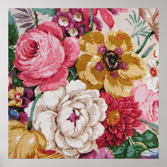 Póster Rosas Vintage pintando flores (Frente)