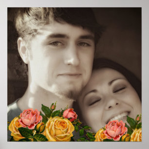 Póster Rosas Vintage Poster de su Boda fotográfico