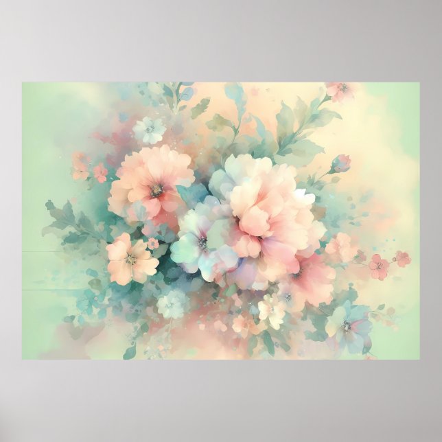 Póster Rosas Vintages Pastel   (Frente)