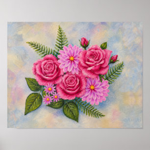 Póster Rosas y Dahlias